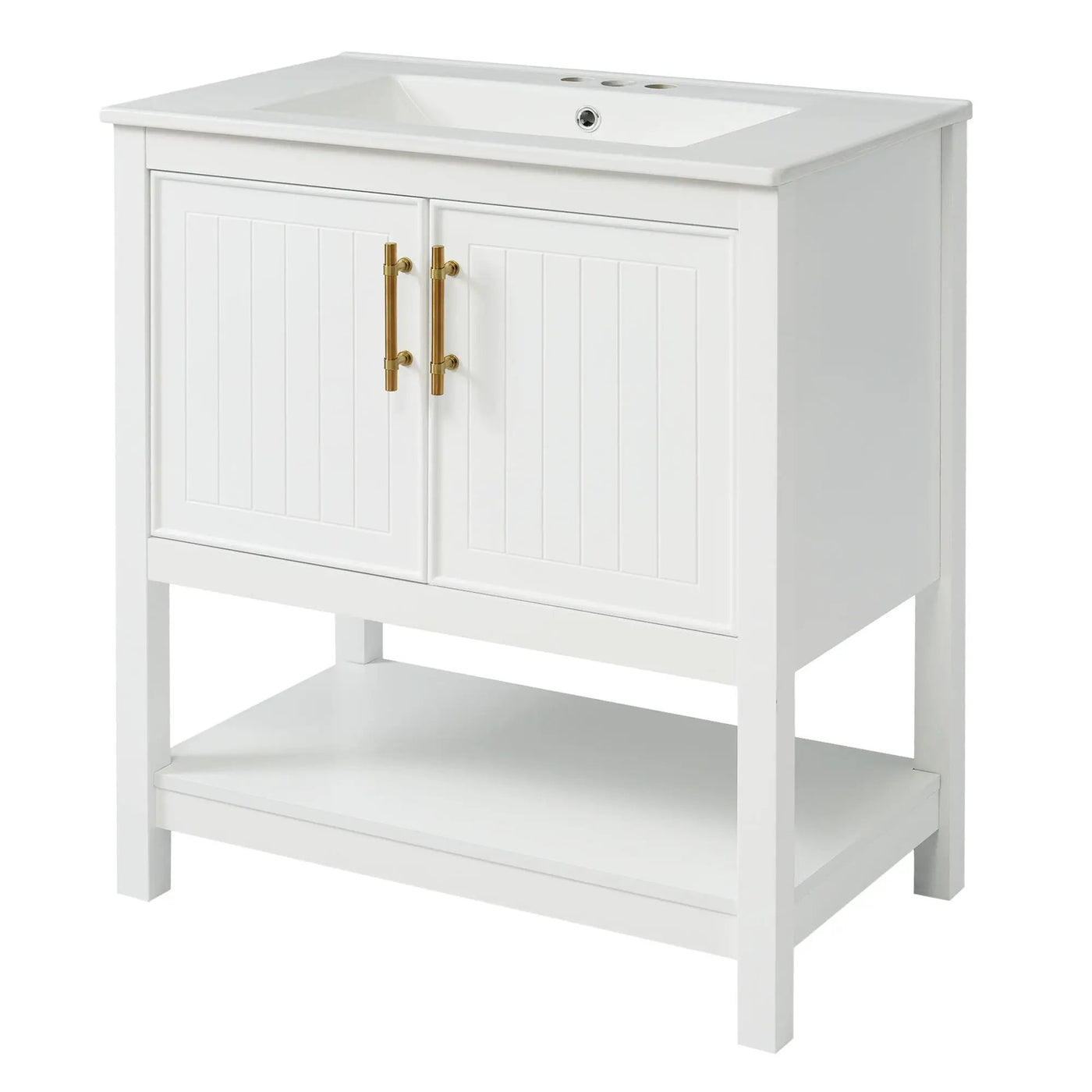 Elegant Bathroom Vanity With Ceramic Sink And Versatile Storage by HouseOfZazla