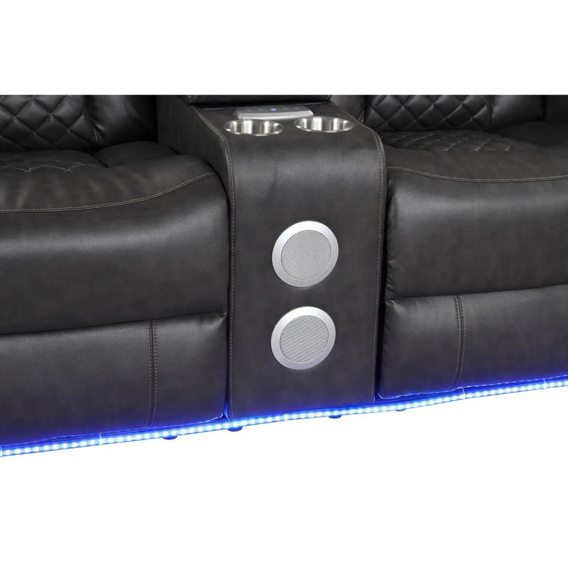 Benz - Power Reclining Loveseat With LED Lighting And Built In USB by HouseOfZazla
