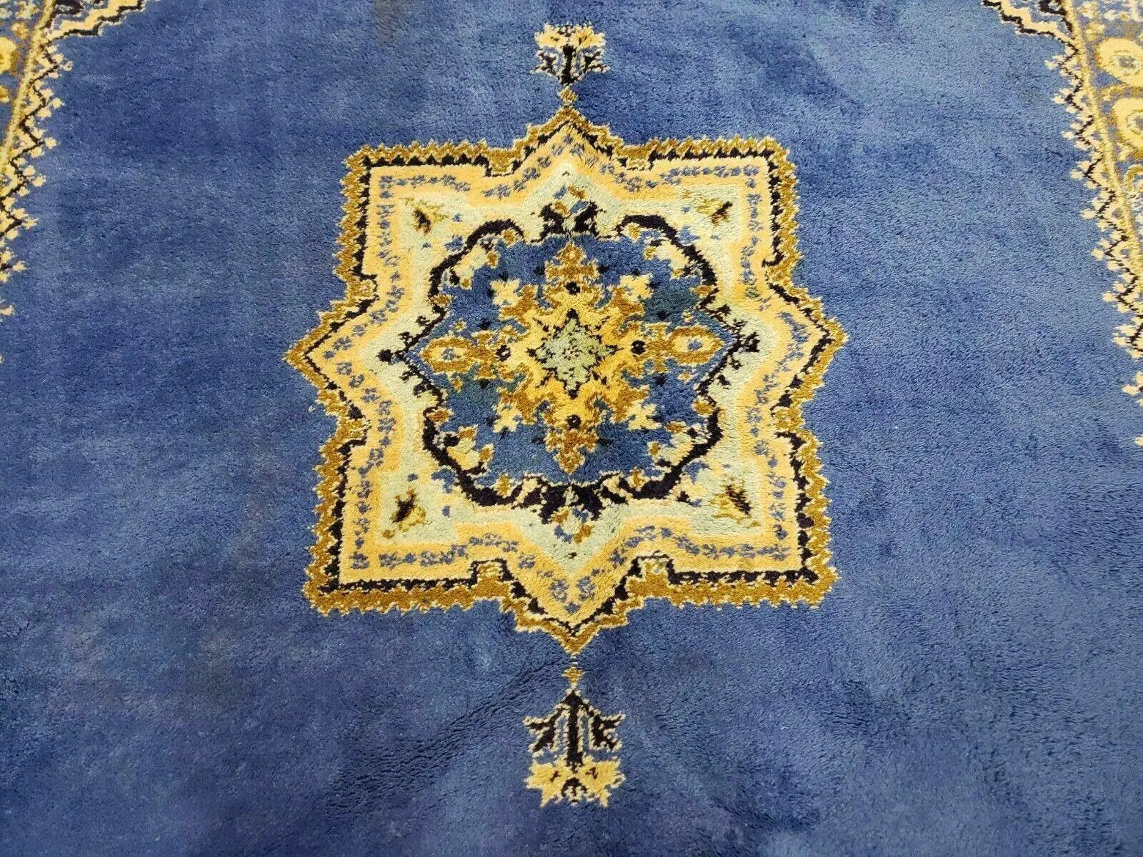 7' X 10' 5" Handmade Moroccan Urban Rabat Wool Carpet Blue Area Rug by Jewel Rugs