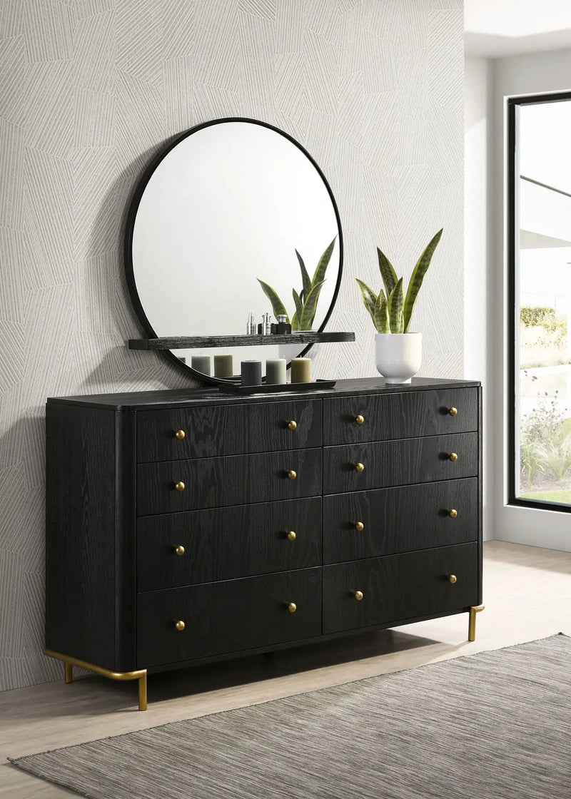 Arini 8-drawer Dresser with Mirror Black by Unique Piece Furniture