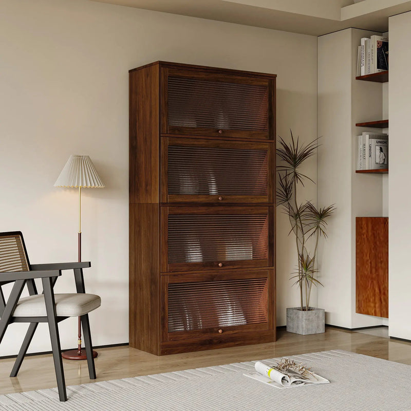 Bookcase Contemporary Closed Back Glass Doors Office Storage Cabinet by HouseOfZazla