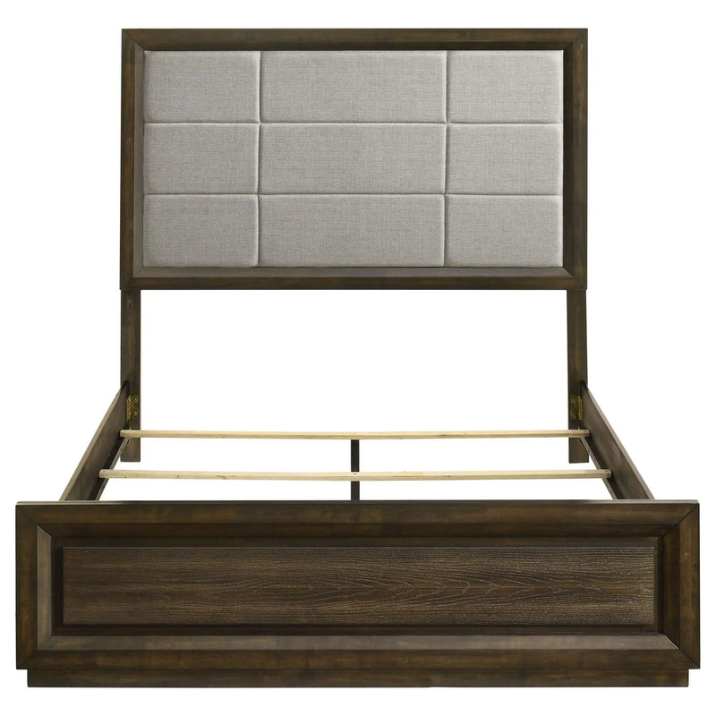Atlas 63-inch Queen Upholstered Panel Bed Grey and Dark Oak by Unique Piece Furniture