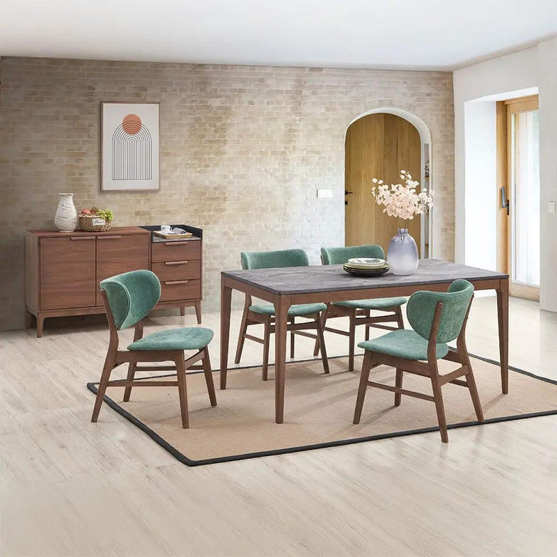 Bevis - Dining Table - Engineered Stone Top & Walnut by Unique Piece Furniture