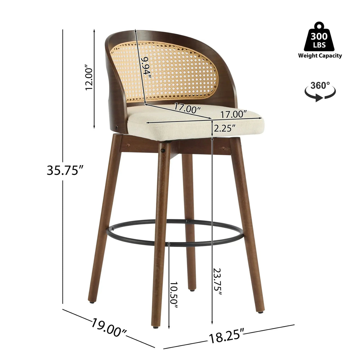 Como Indoor Wood Barstool Set of 2 by HouseOfZazla