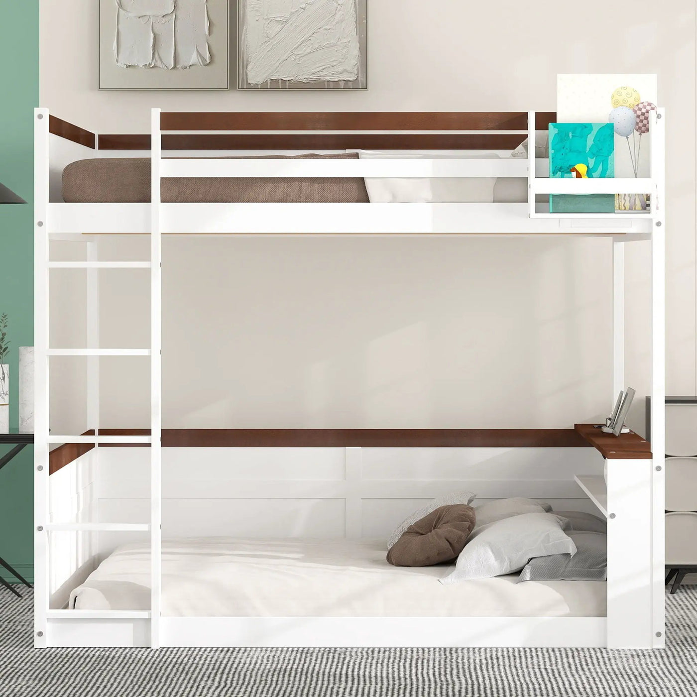 Bunk Bed With Built In Shelves, Storage Box, LED Light And USB Charging Station by HouseOfZazla
