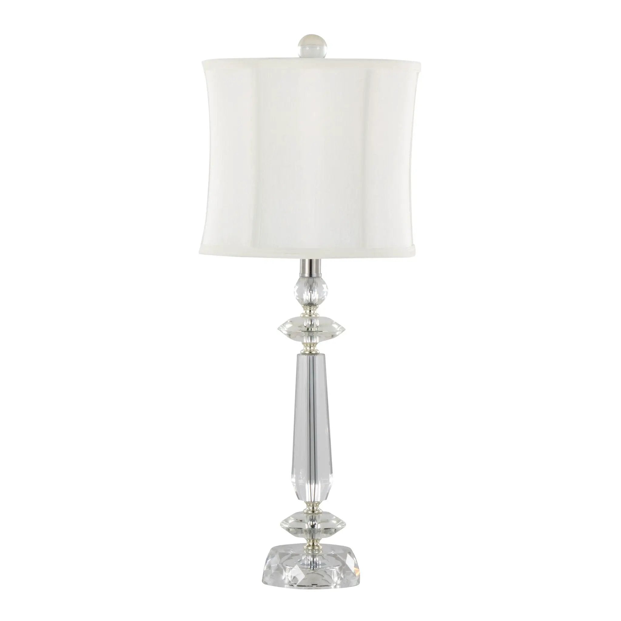 Karat - Contemporary Crystal Table Lamp (Set of 2) - Clear Crystal / Chrome / White Softback by HouseOfZazla