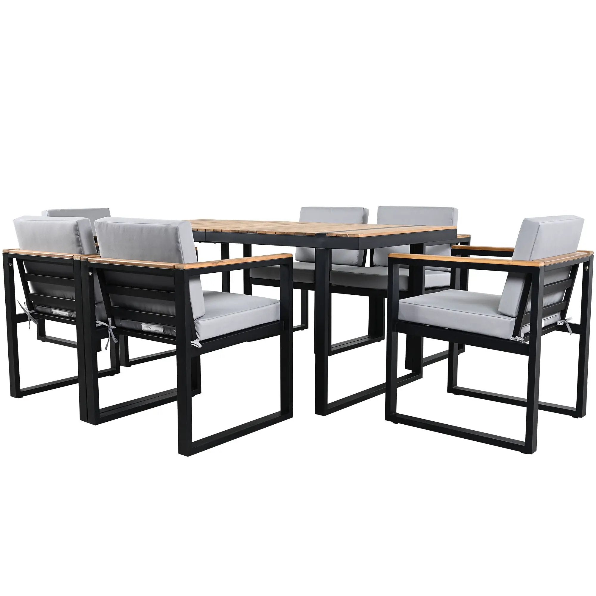 7 Pieces Outdoor Dining Set Patio Dining Table And Chair Set With And Removable Cushions For Patio by HouseOfZazla