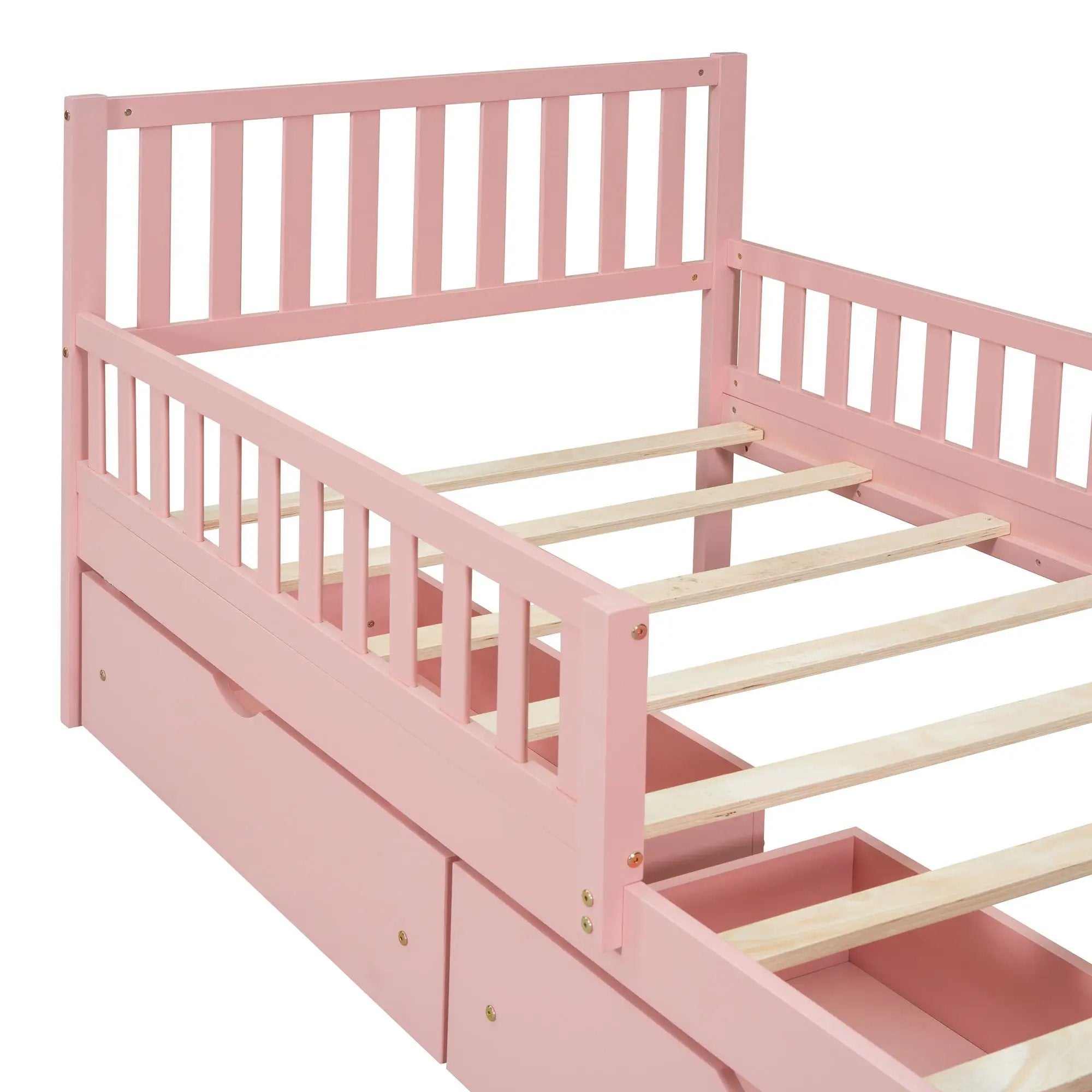 Platform Bed With Guardrails On Both Sides And 2 Storage Drawers by Unique Piece Furniture