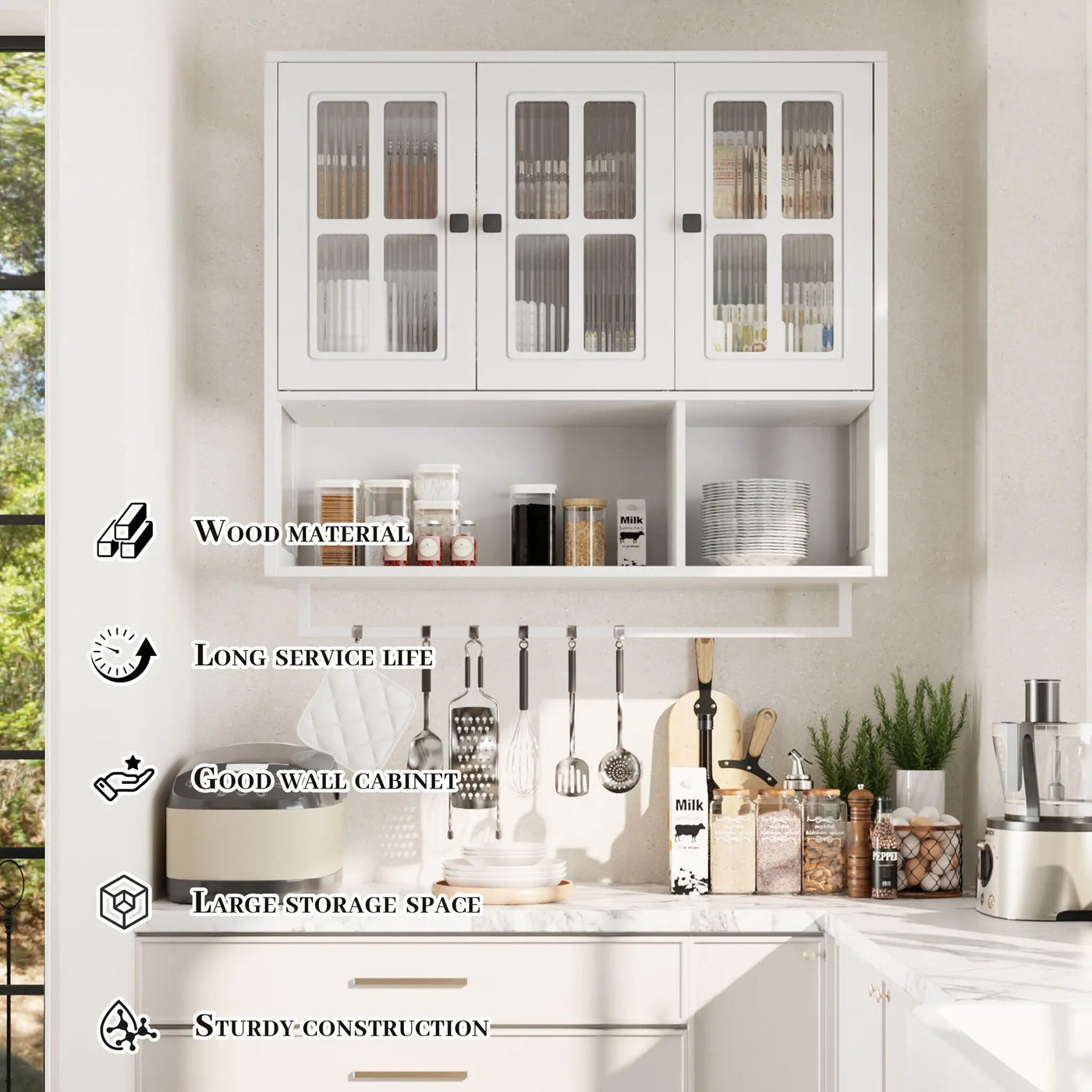 3 Door Wall Cabinet With Glass Door And Towel Bar by HouseOfZazla