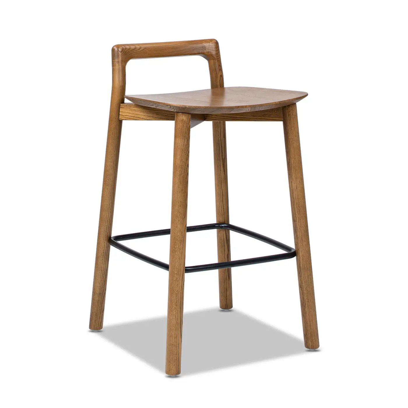 Sven - Modern Minimalist Low Back Counter Stool - Dark Brown Walnut by HouseOfZazla
