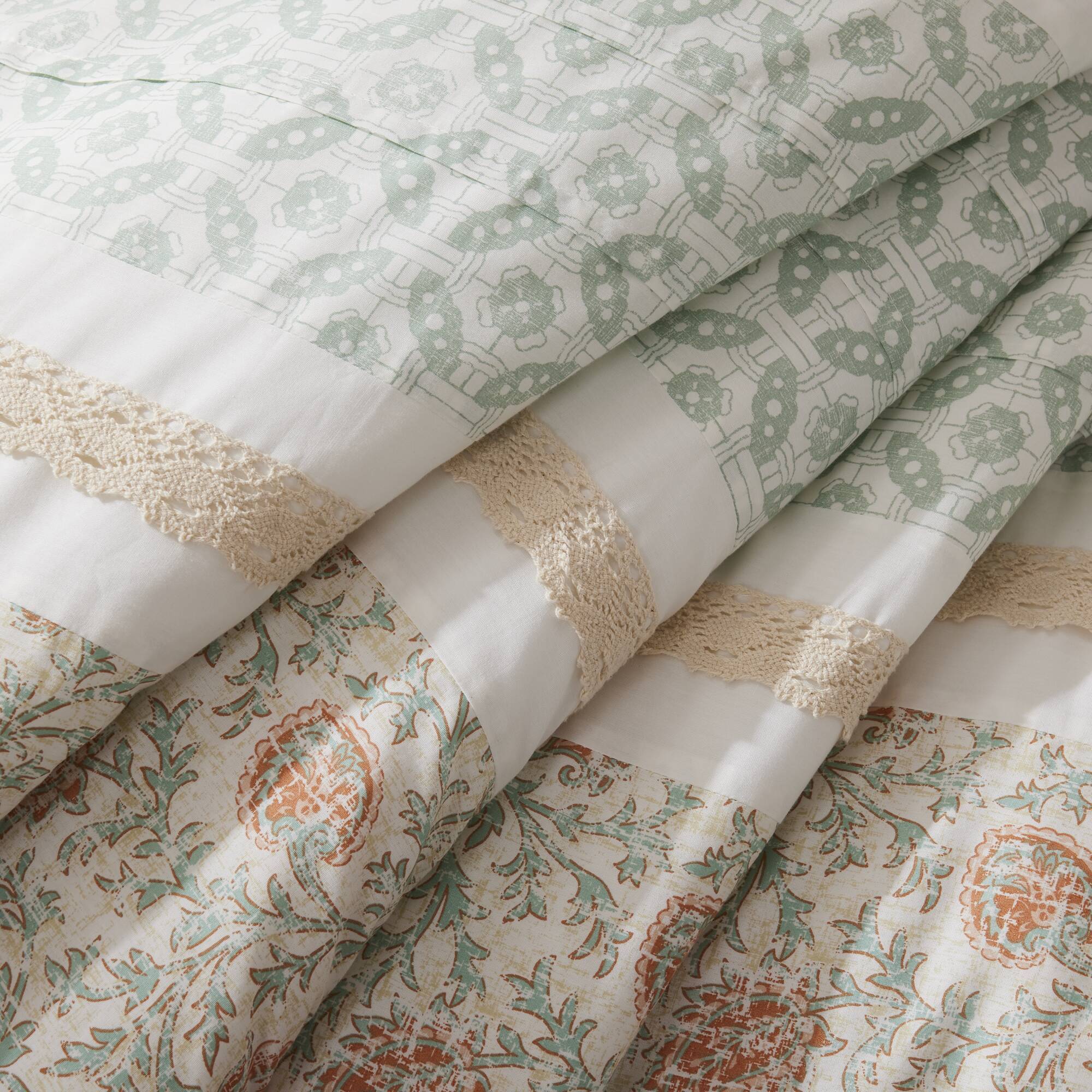 9 Piece Cotton Percale Comforter Set Coral Queen by HouseOfZazla