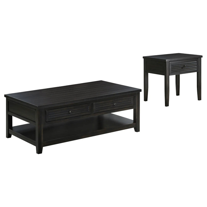 Sutter - 2 Piece Coffee And End Table Set - Dark Brown by HouseOfZazla