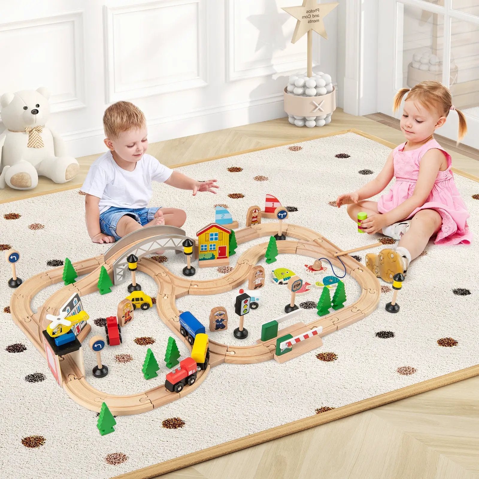 78 Pieces Activity Railway Playset for Kids Aged 3+ by DirectDeals