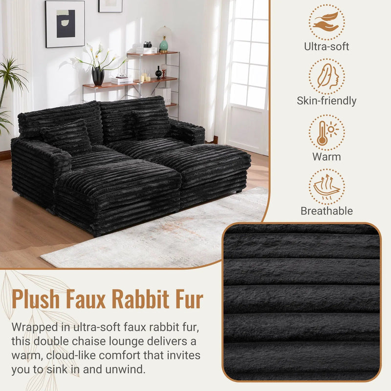 Oversized Double Chaise Lounge Sofa Bed With USB Ports And Cup Holders by Unique Piece Furniture