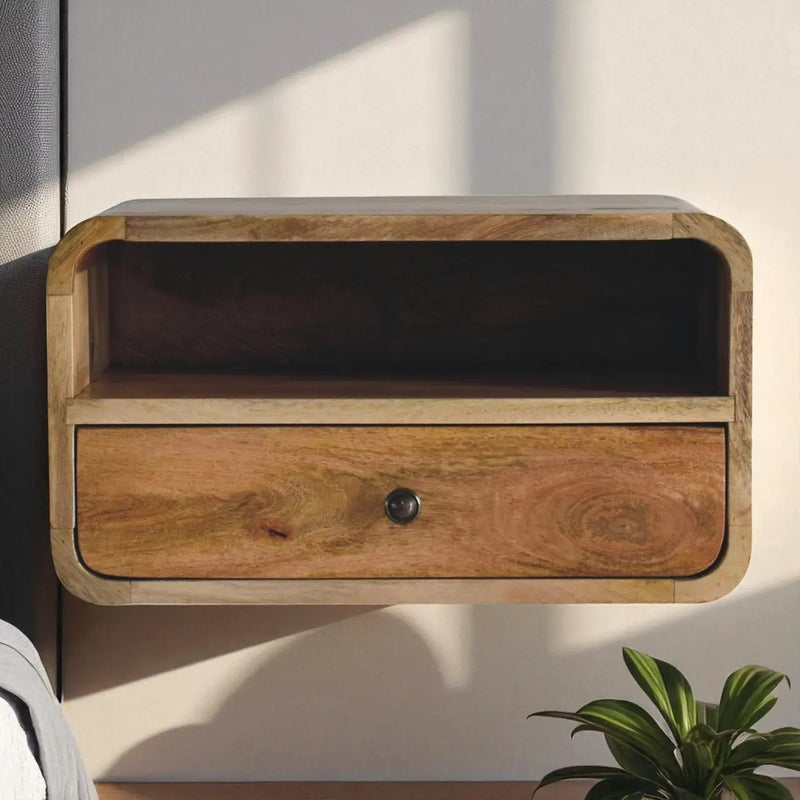 Large Floating Bedside, 1 Drawer, 1 Open Slot, Oak-ish by HouseOfZazla