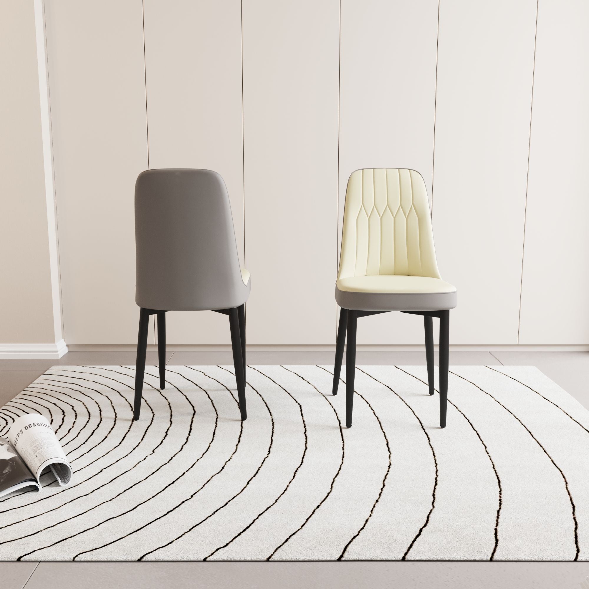 Modern Dining Chair With Cushions And Metal Legs by Unique Piece Furniture
