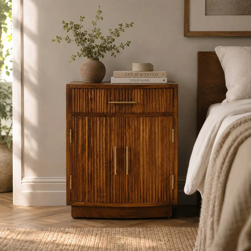 Solid Wood Milan Fluted Bedside Cabinet by HouseOfZazla