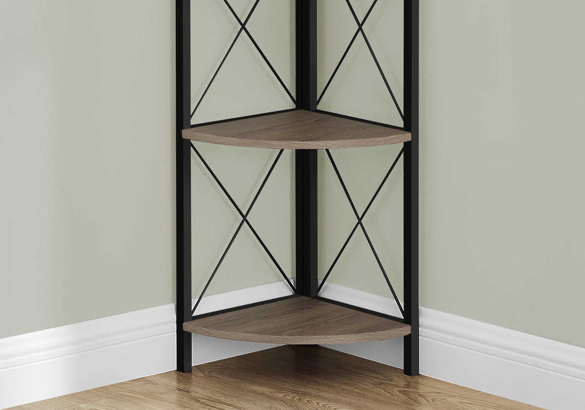 4-Tier Corner Bookshelf with Marble Look and Metal Frame - Black, photo 13 of 16