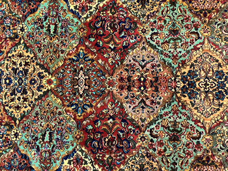 Karastan Rug 8.8 x 10.6, Multicolor Panel Kirman Rug #717, Original 700 Series, Wool by Jewel Rugs