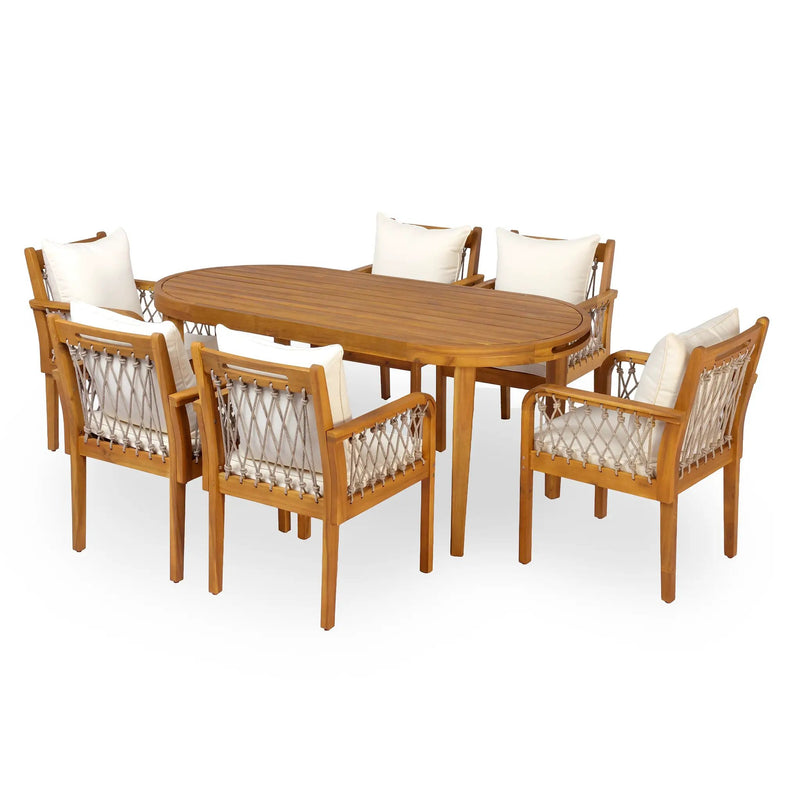 7-Piece Outdoor Acacia Wood Dining Set by HouseOfZazla