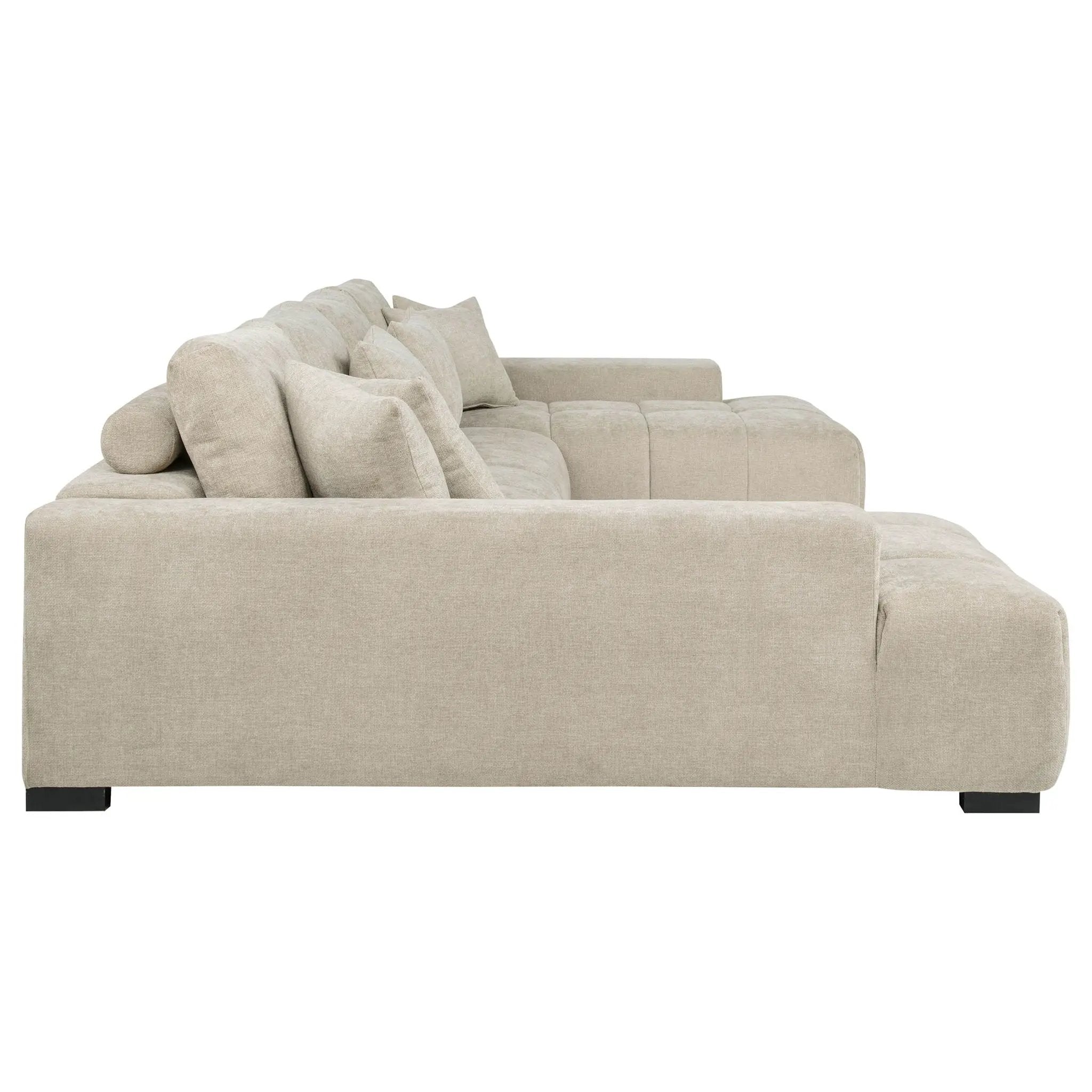 Cannella U-Shaped Double Chaise Upholstered Sectional Sofa Beige by Unique Piece Furniture