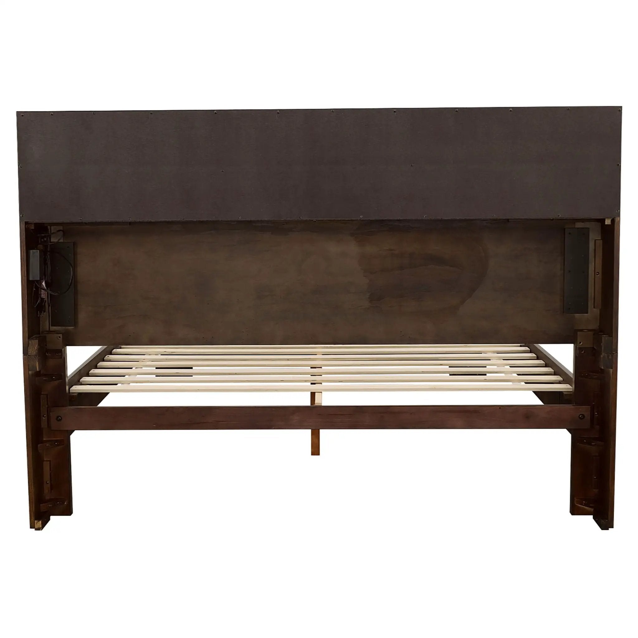 Jessica Wood Queen LED Storage Bookcase Bed Cappuccino by Unique Piece Furniture