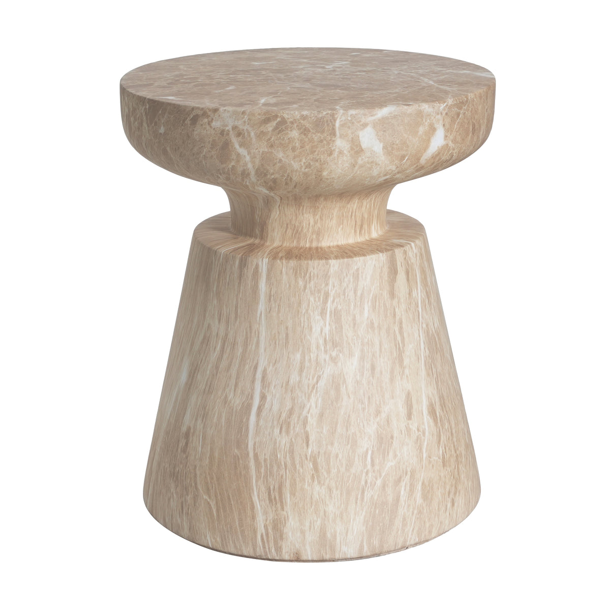 Travertine Outdoor Side Table with Pedestal Base – Gold or White, photo 5 of 10