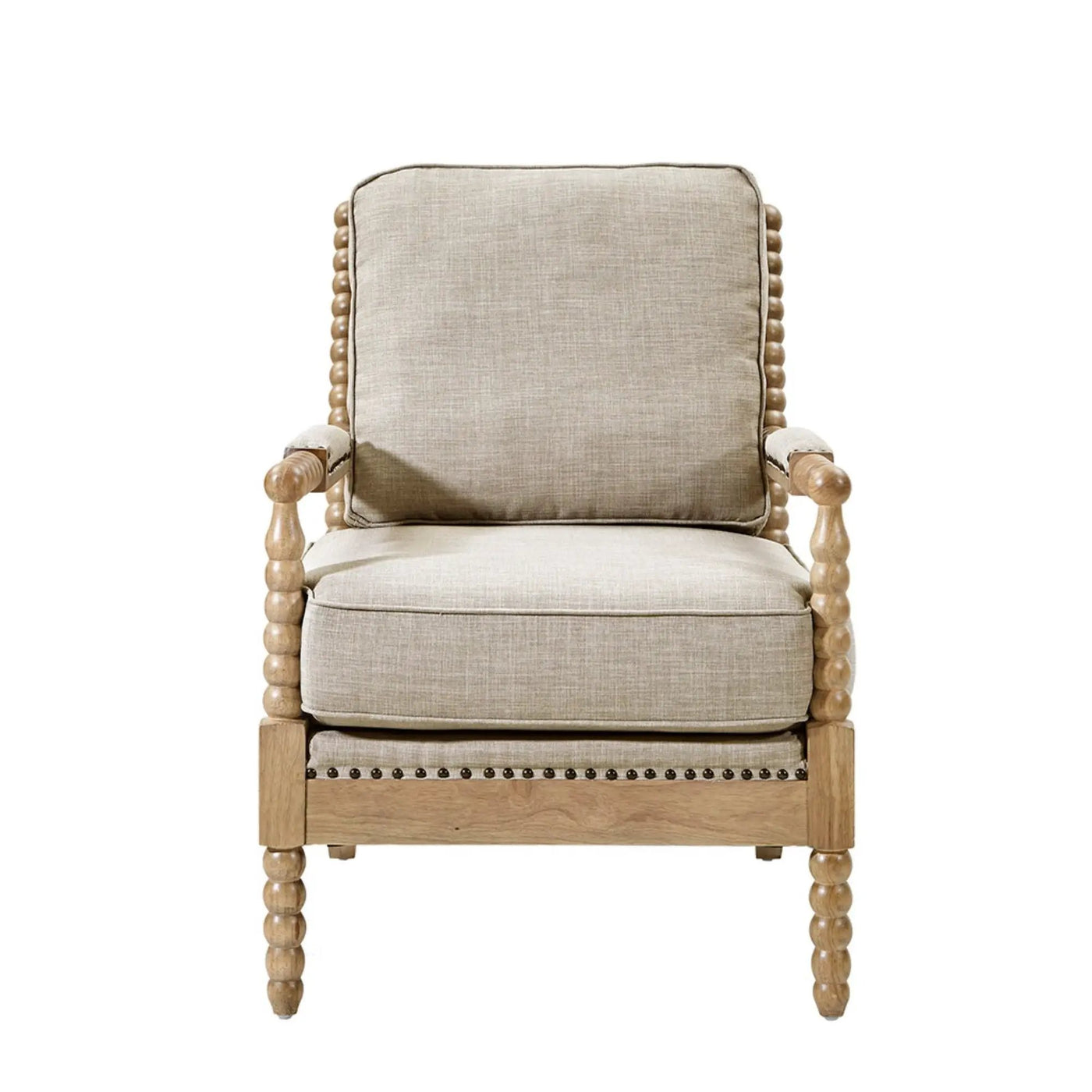 Arm Chair With Open Back Spindle Design, Padded Armrests by HouseOfZazla