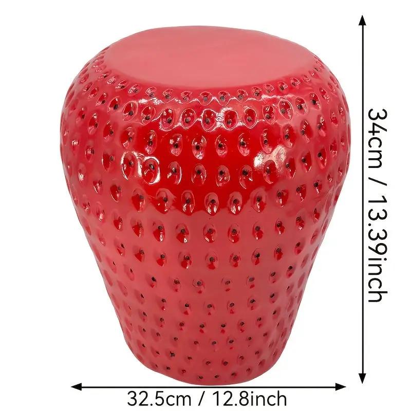 Strawberry Fruit Stool, 13.4" Oversized Resin Stool by HouseOfZazla