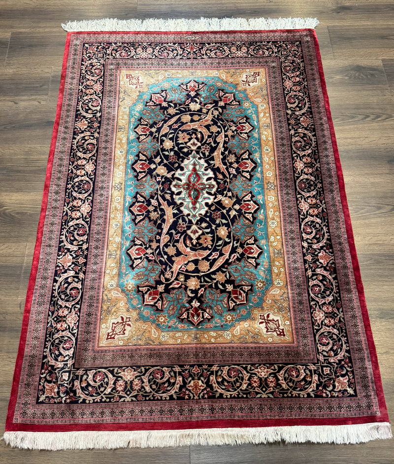 Magnificent Persian Qum Silk Rug 3x5, Exceptionally Fine 780 KPSI, Signed, Rare by Jewel Rugs