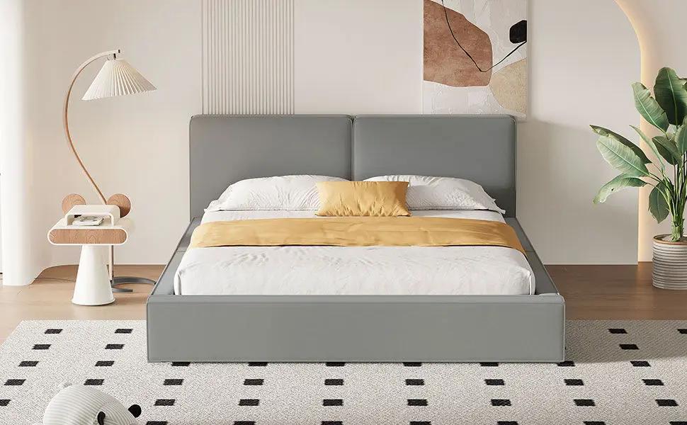 Upholstered Platform Bed, Grounded Bed With Solid Frame by HouseOfZazla