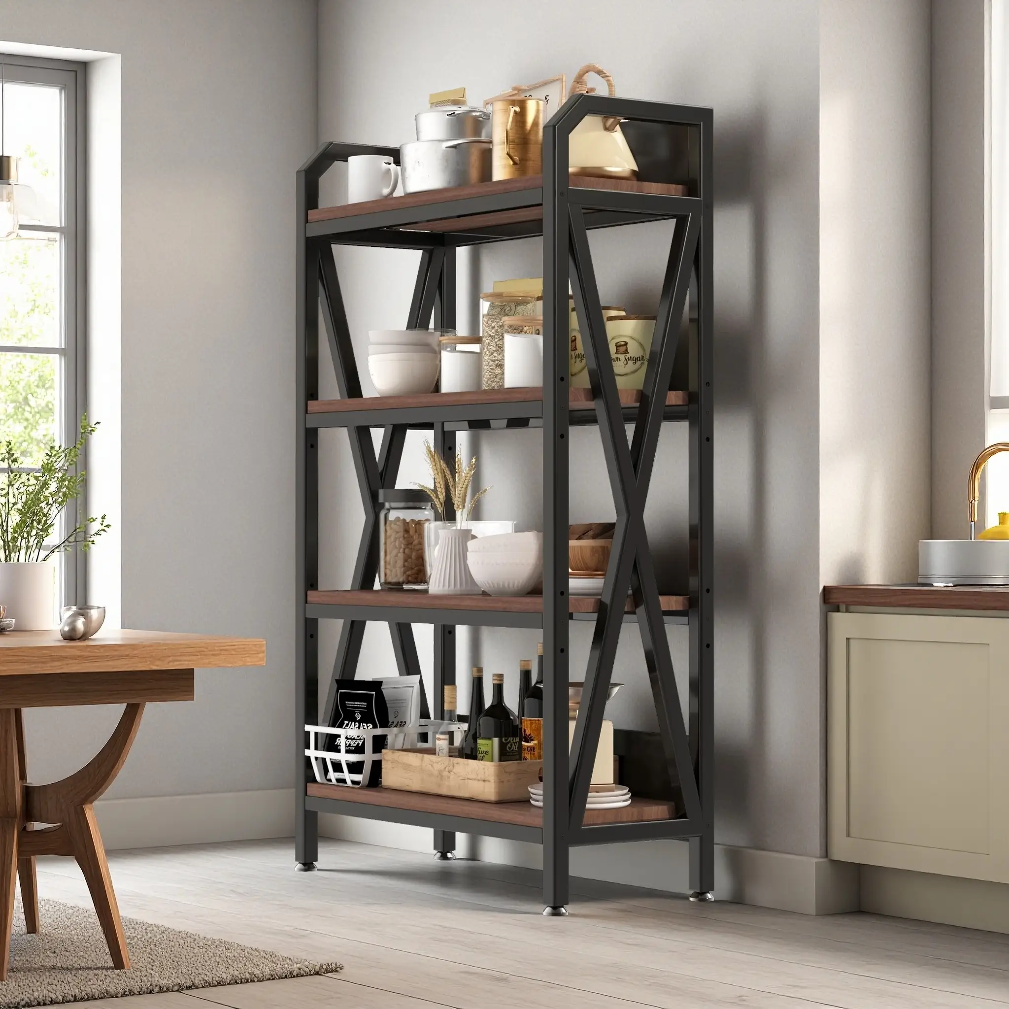56.30'' Bakers Rack with 4-Level Storage Shelves by HouseOfZazla