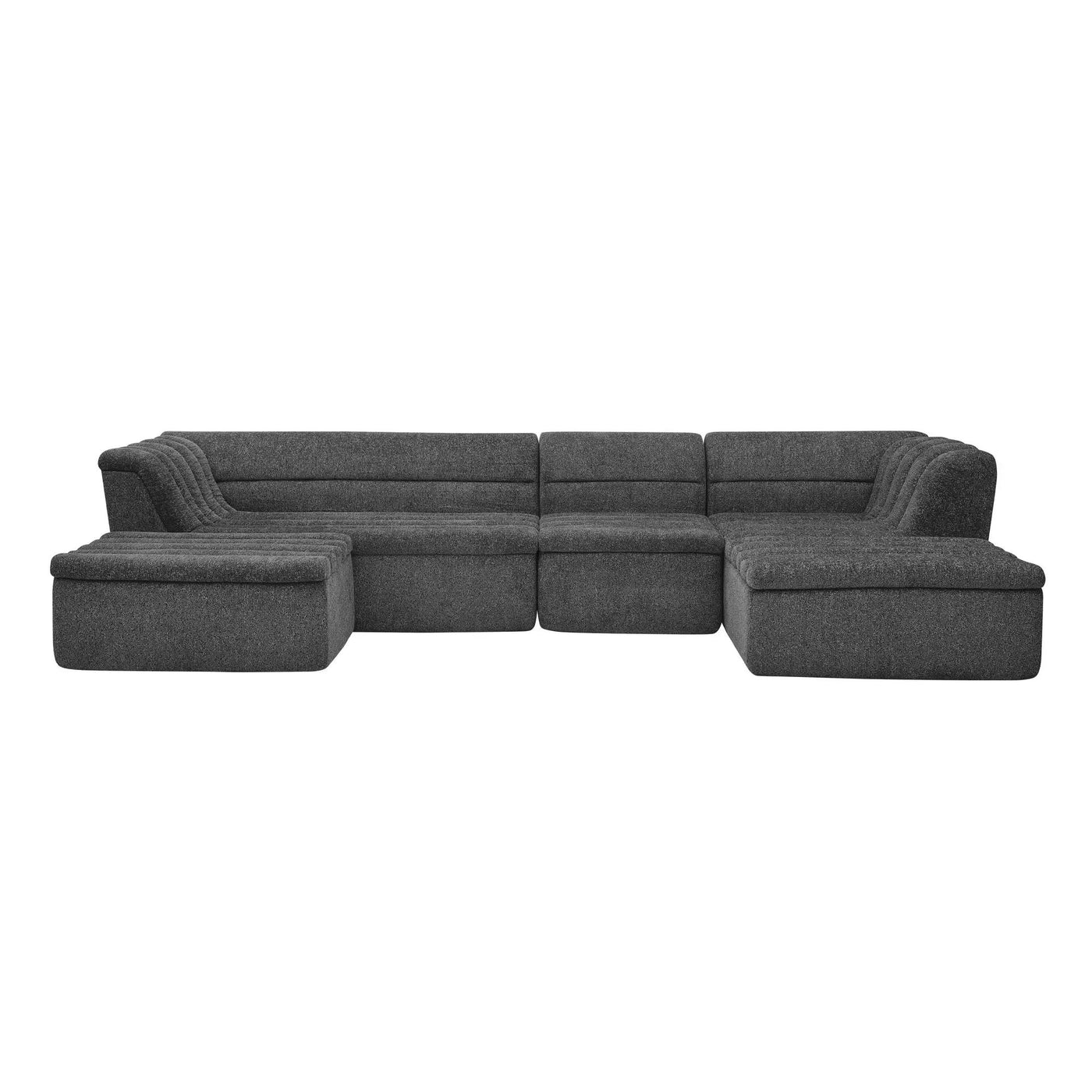 U-Shaped Modular Sectional Sofa With Chaise And Movable Ottoman With Wave-Shaped Armrest by HouseOfZazla
