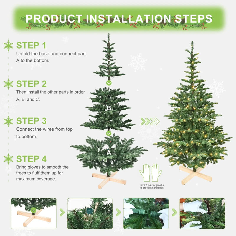 8ft Pre-Lit Christmas Tree with 500 Warm LED Lights by HouseOfZazla
