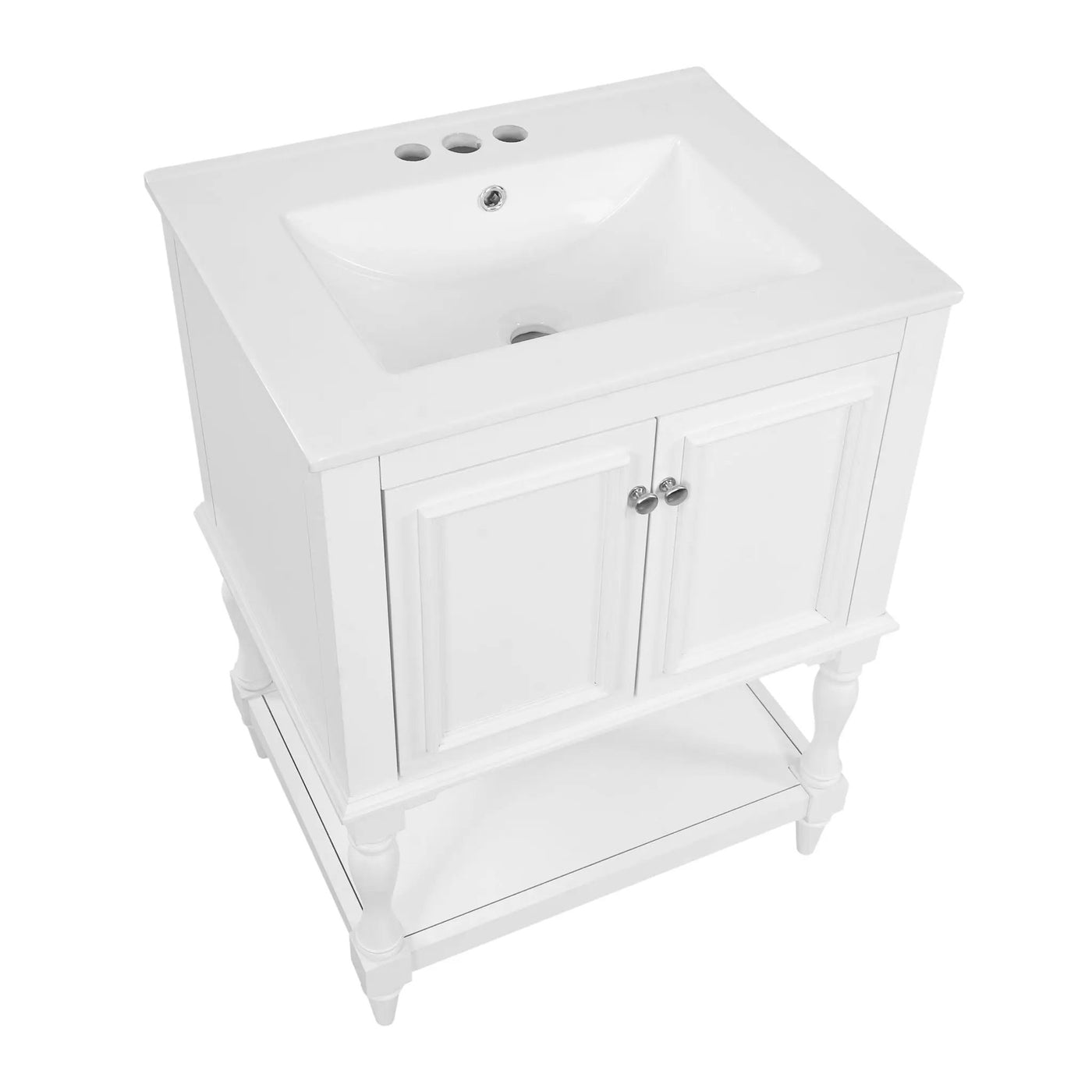 Modern Bathroom Vanity With Sink, Rectangular Cabinet With Open Shelf And Closed Storage by HouseOfZazla