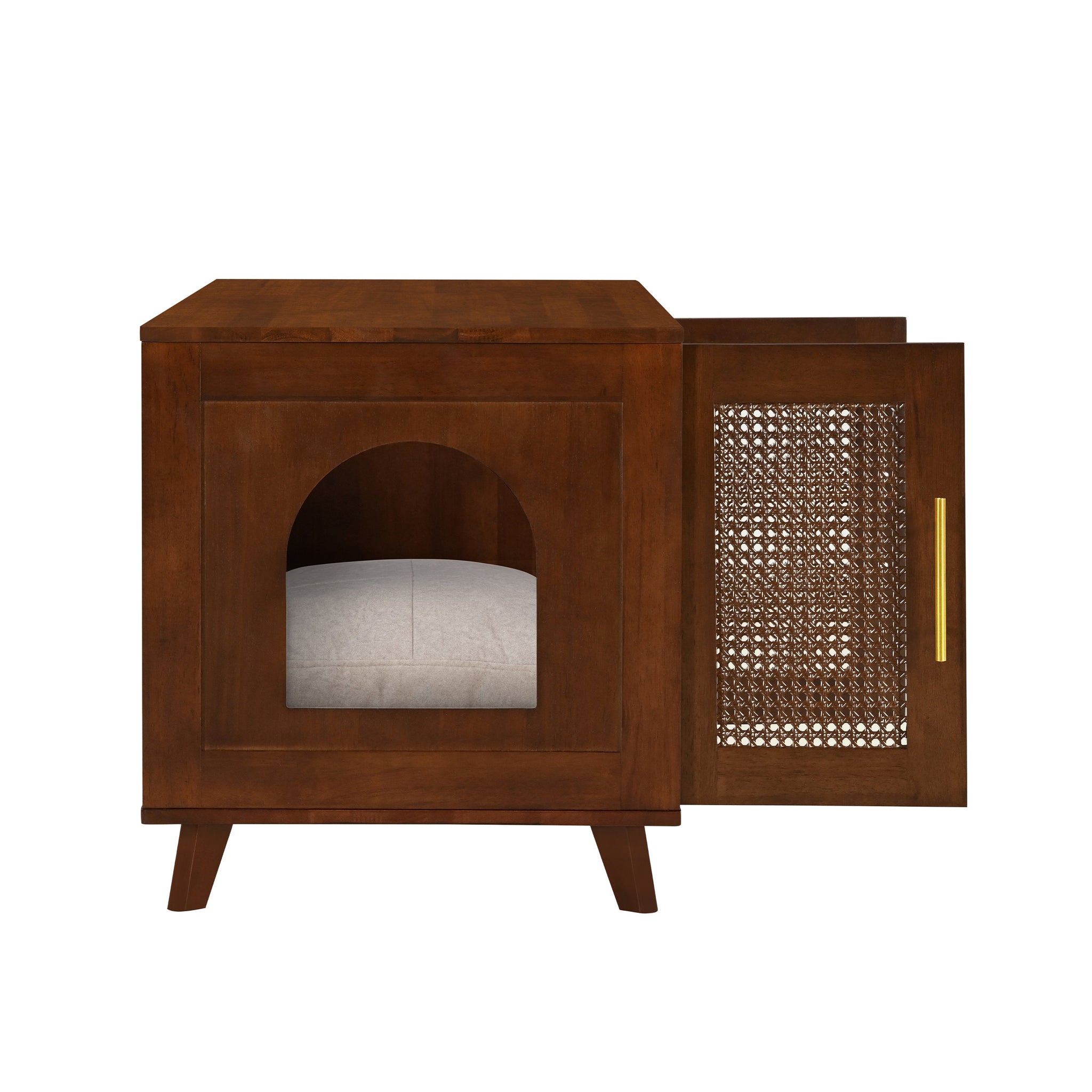 Myra Indoor Premium Rubber Wood Cat Cabinet with Cozy Cushion by HouseOfZazla