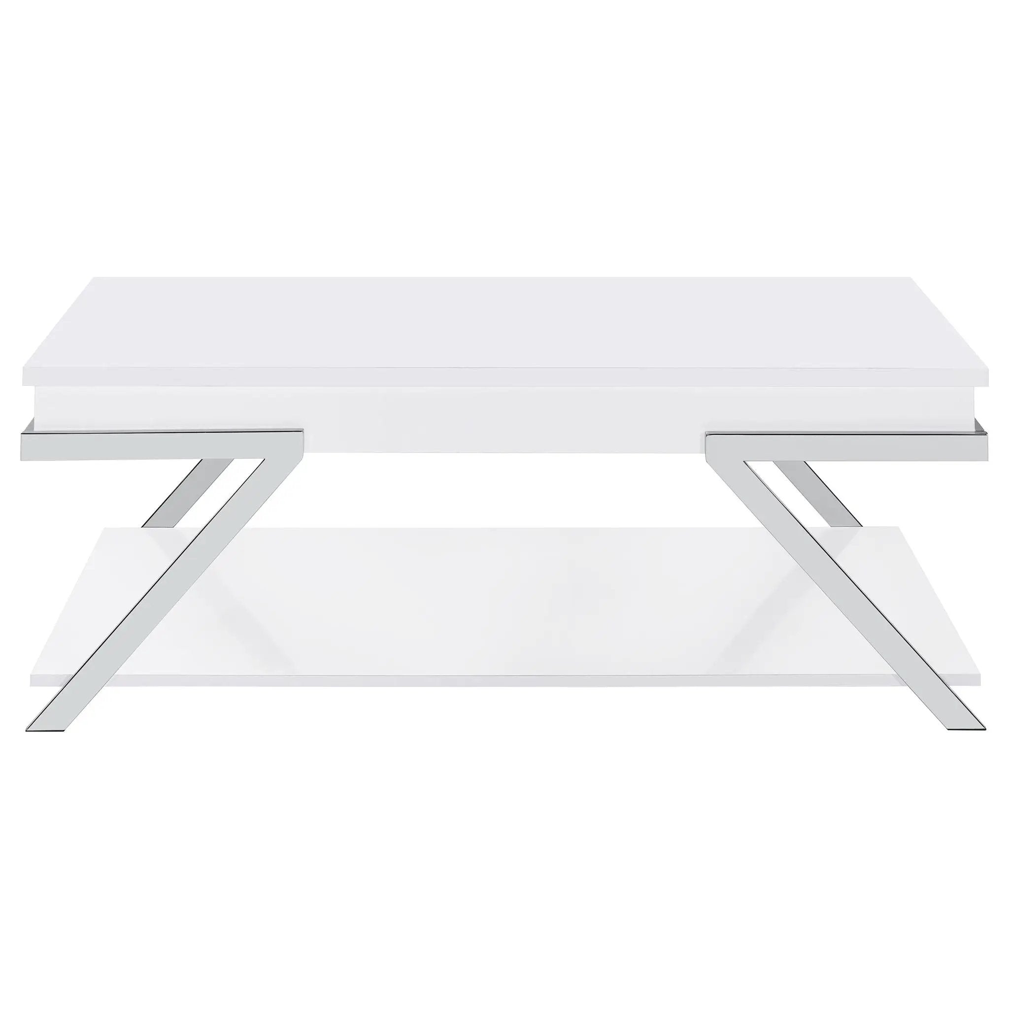 Briana - 2 Piece Coffee And End Table Set With Lift Top Legs - Gloss White by HouseOfZazla