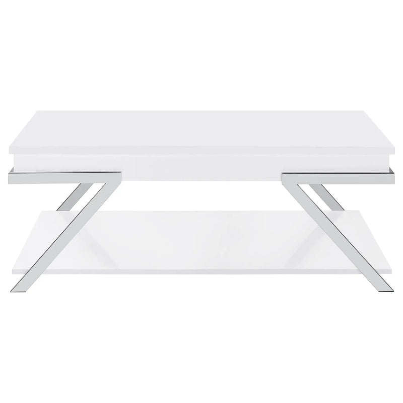 Briana - 2 Piece Coffee And End Table Set With Lift Top Legs - Gloss White by HouseOfZazla