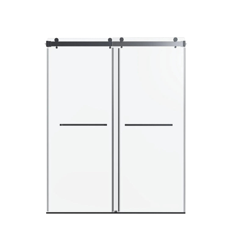 Frameless Double Sliding Shower Door In, Thick Tempered Glass, Reversible Installation by HouseOfZazla