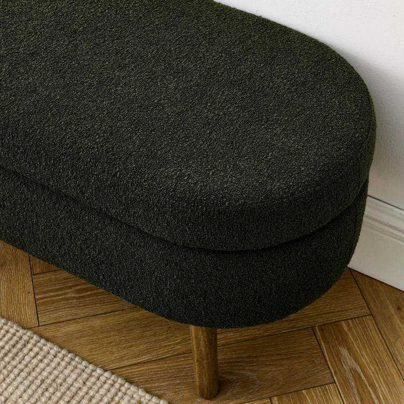 Ottoman Oval Storage Bench With Rubber Wood Legs