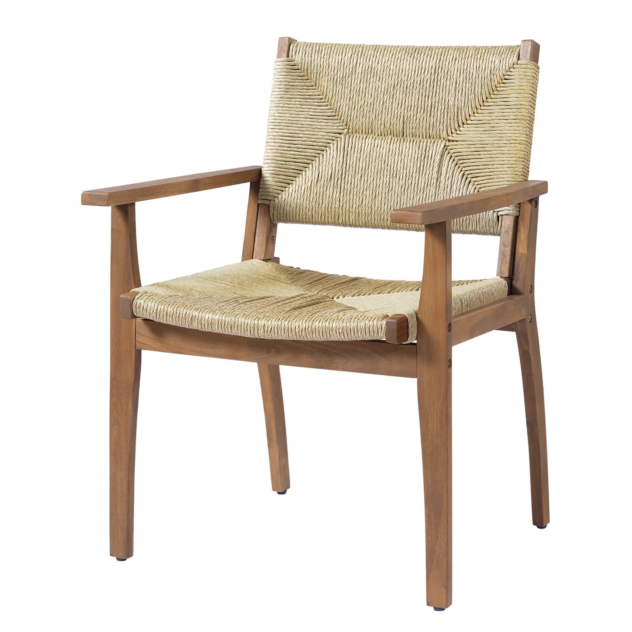 Durable Outdoor Dining Chair with Acacia Wood Frame and Wicker Seat by HouseOfZazla