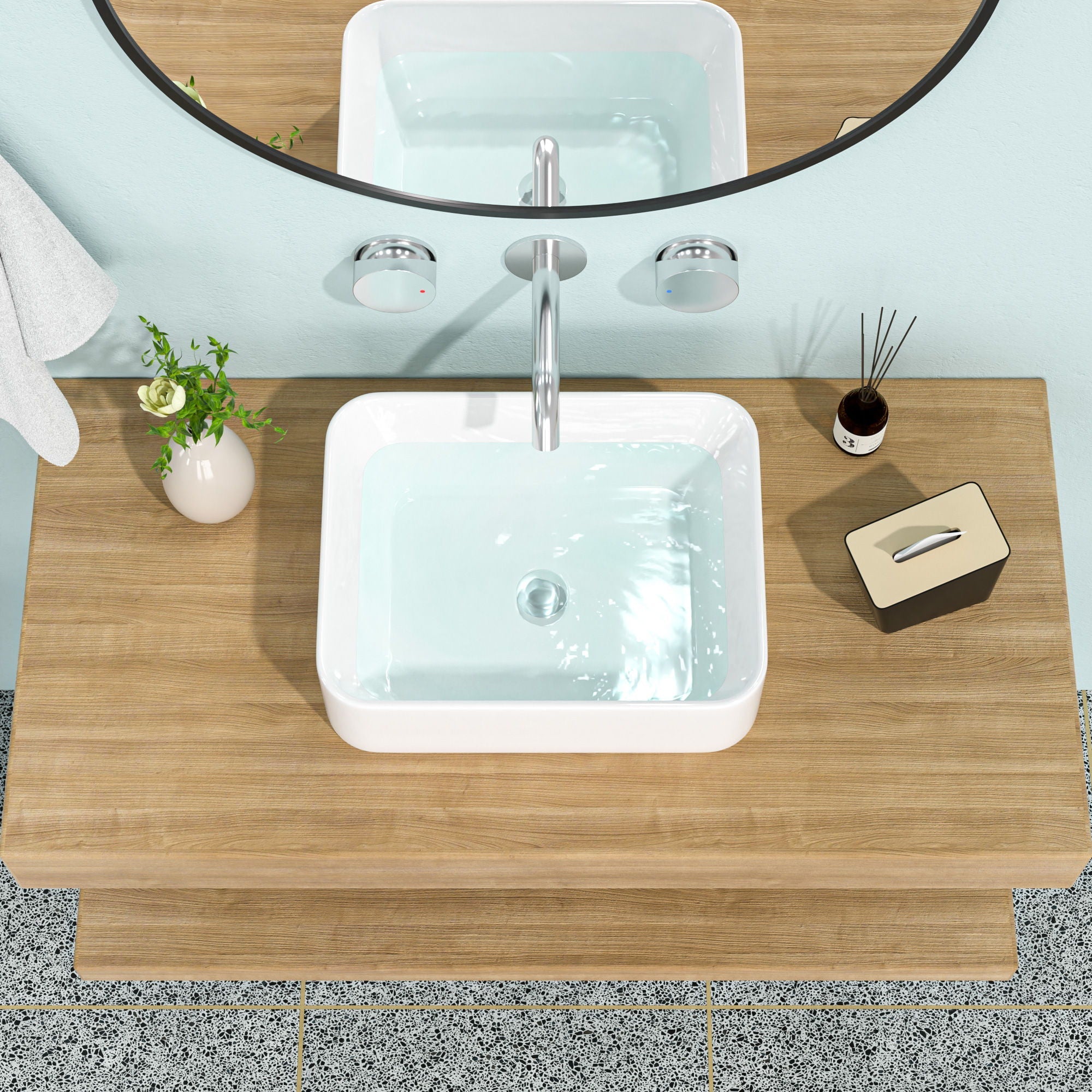 Modern European Design Ceramic Rectangular Vessel Bathroom Sink by HouseOfZazla