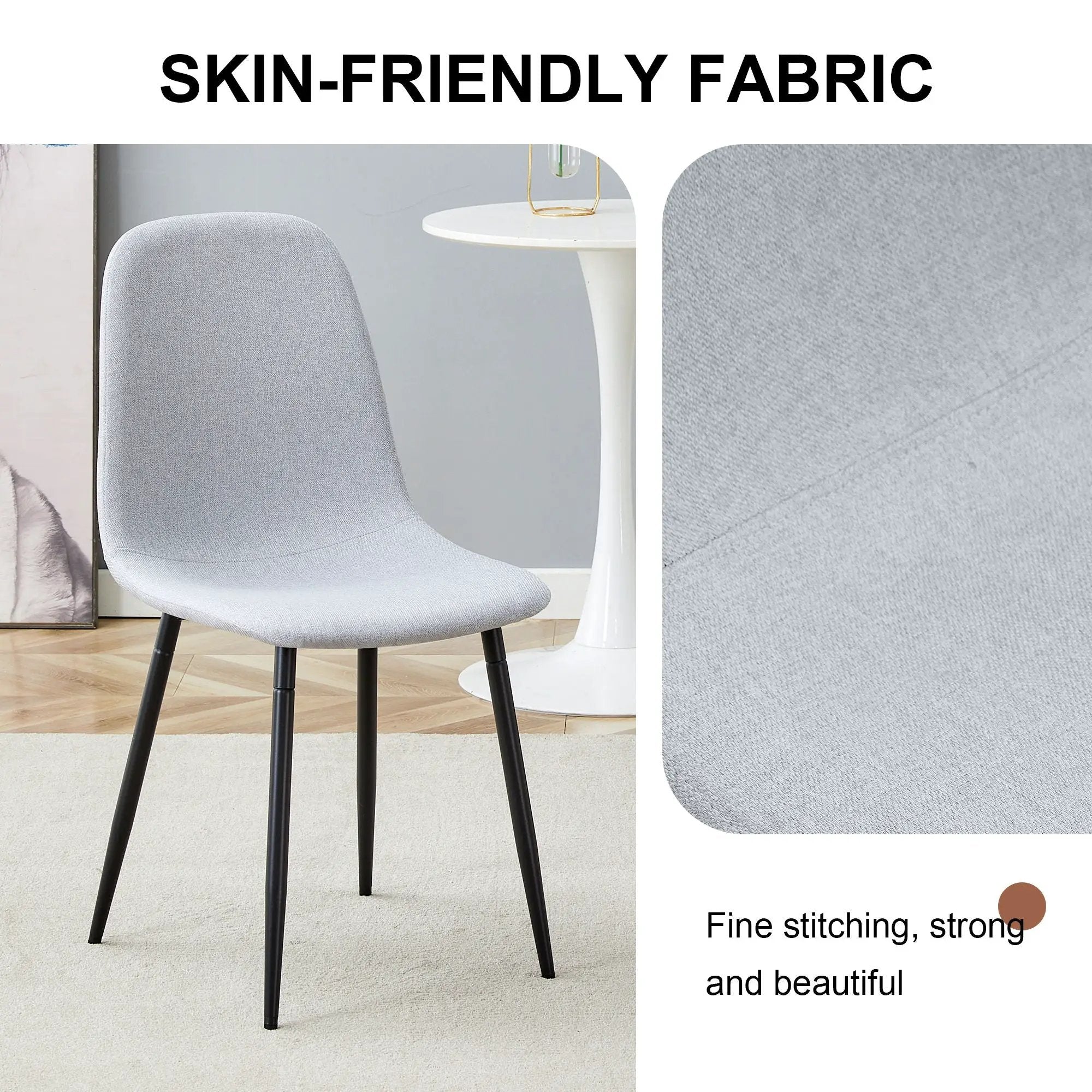 Modern Medieval Style Cushioned Side Chairs Set With Metal Legs For Kitchens by Unique Piece Furniture