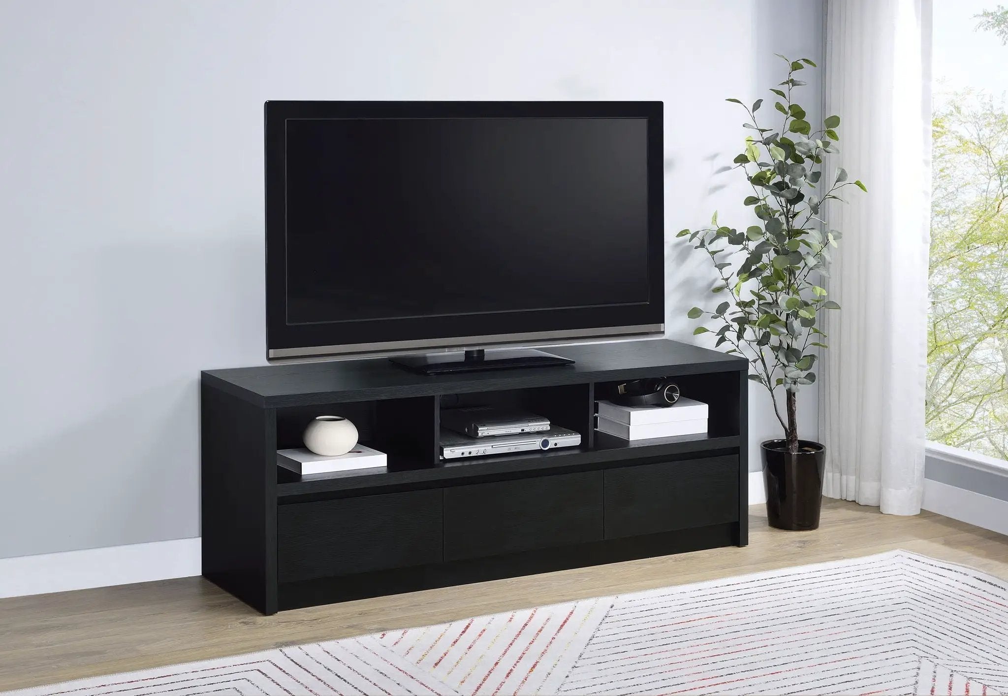 Rutland 59-inch 3-drawer TV Stand Media Console Black by Unique Piece Furniture