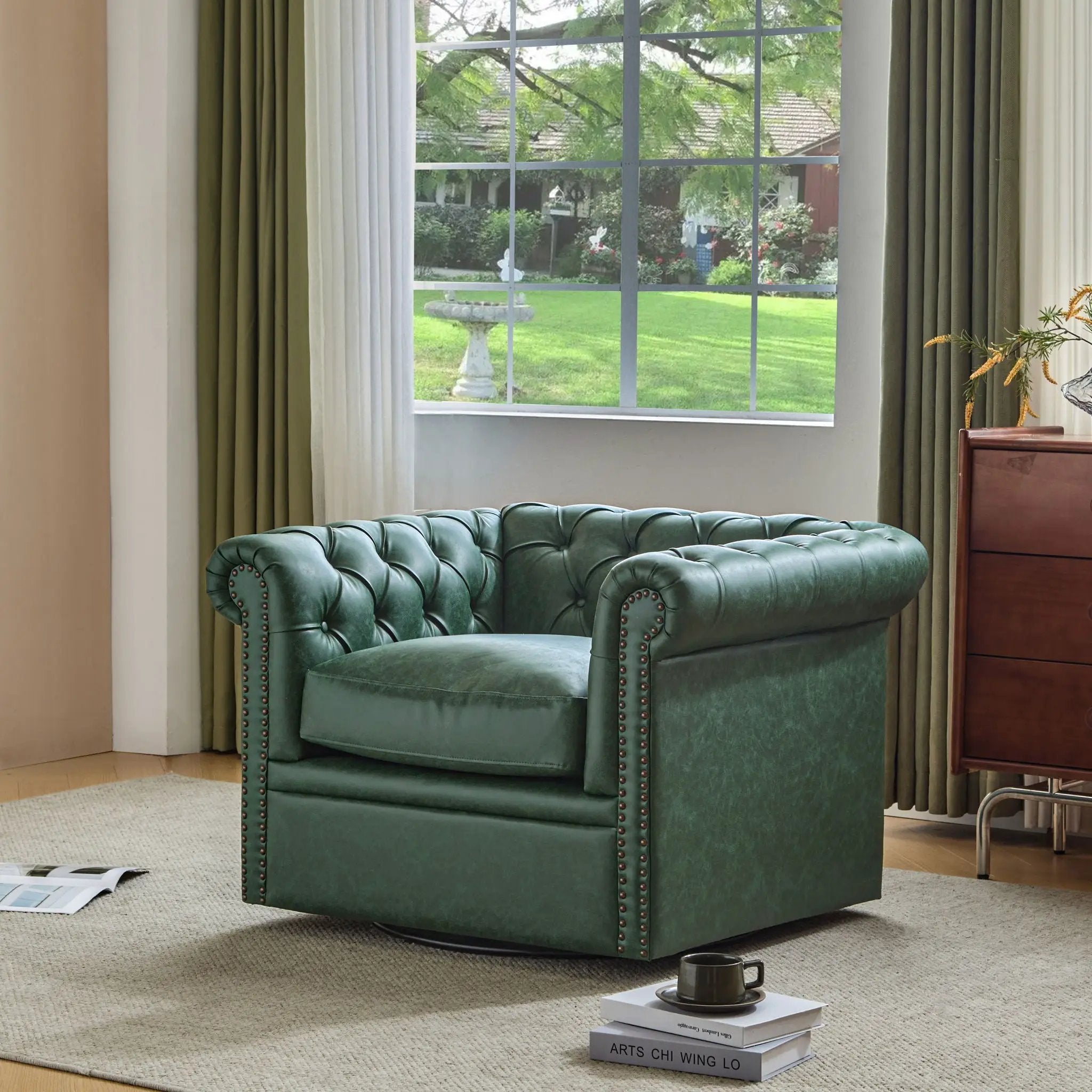 Chesterfield Style Swivel Club Chair With Button Tufted by HouseOfZazla