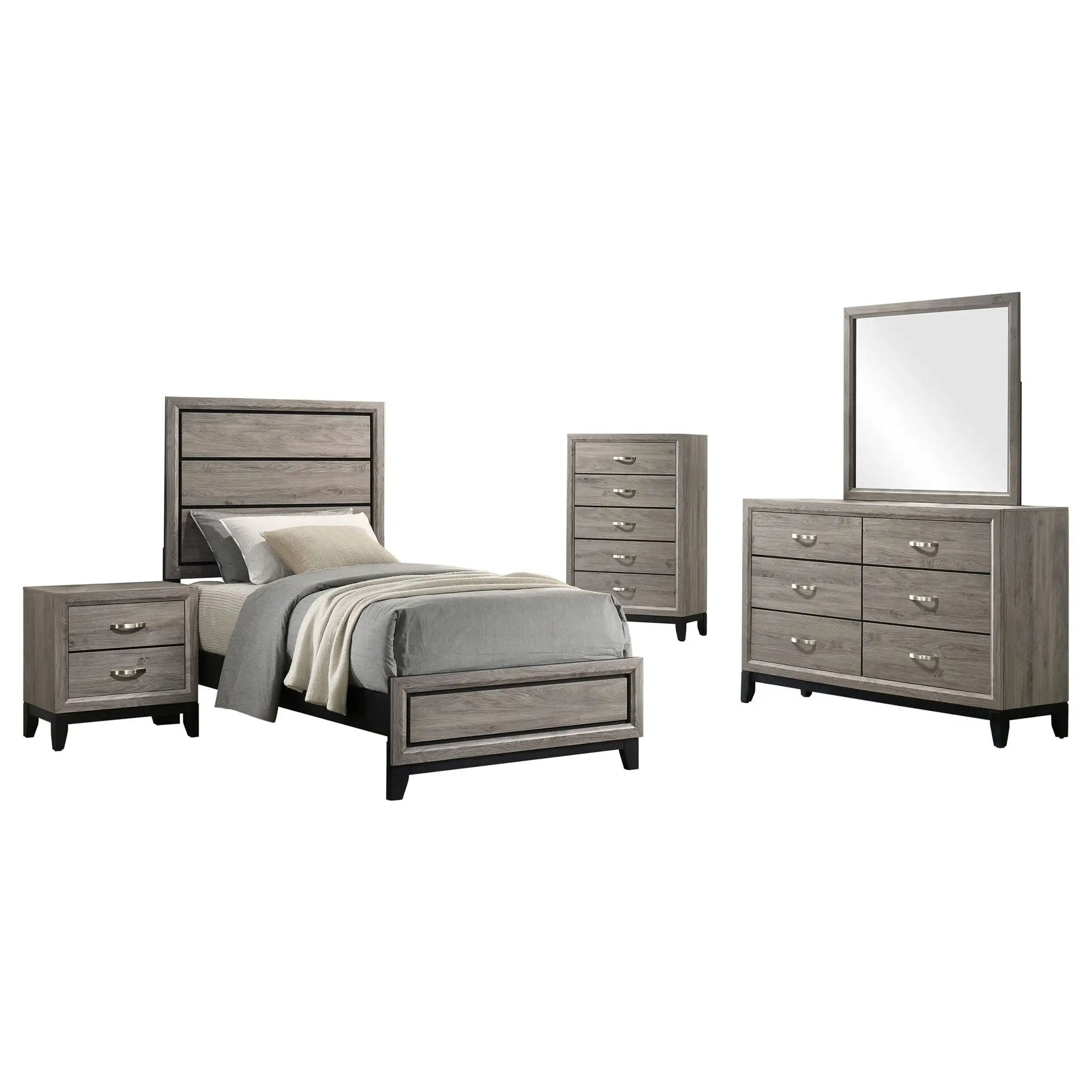 Watson Five-piece Twin Bedroom Set Light Taupe by Unique Piece Furniture