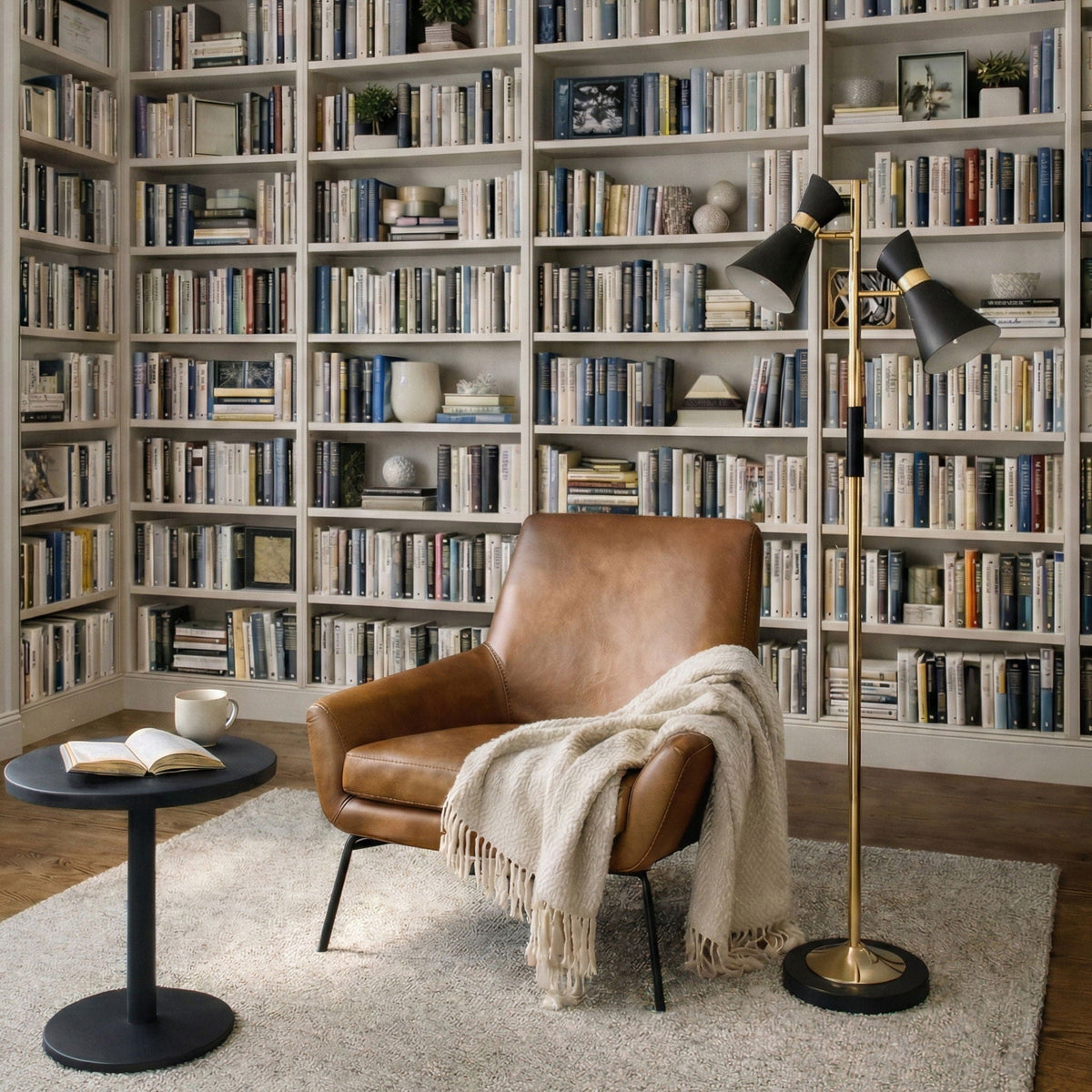 Axis - Floor Lamp With 4 Way Switch Double Spots With Base - Black / Gold, photo 5 of 8