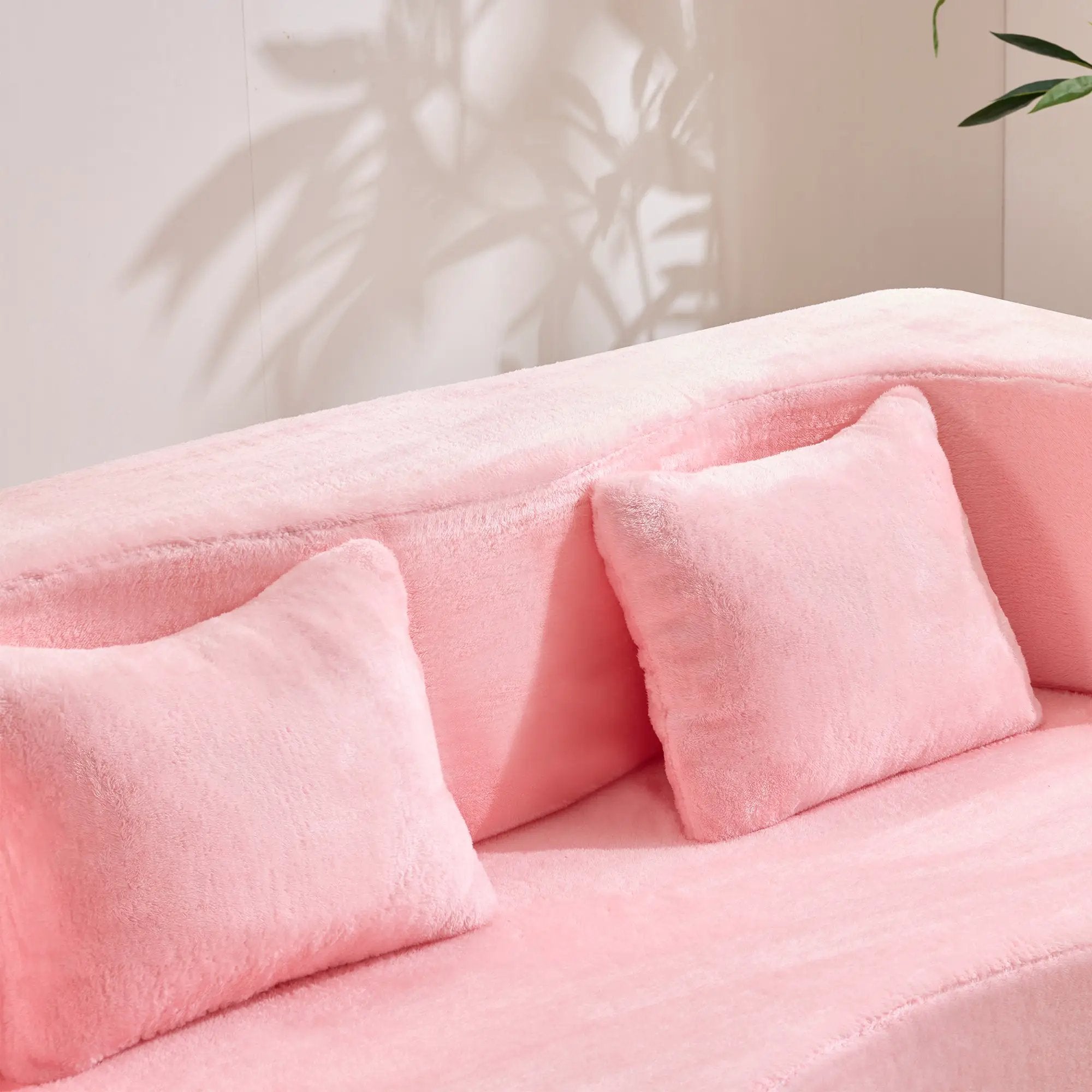 71-Inch Folding Sofa Bed in Pink Chenille with High-Density Foam by HouseOfZazla