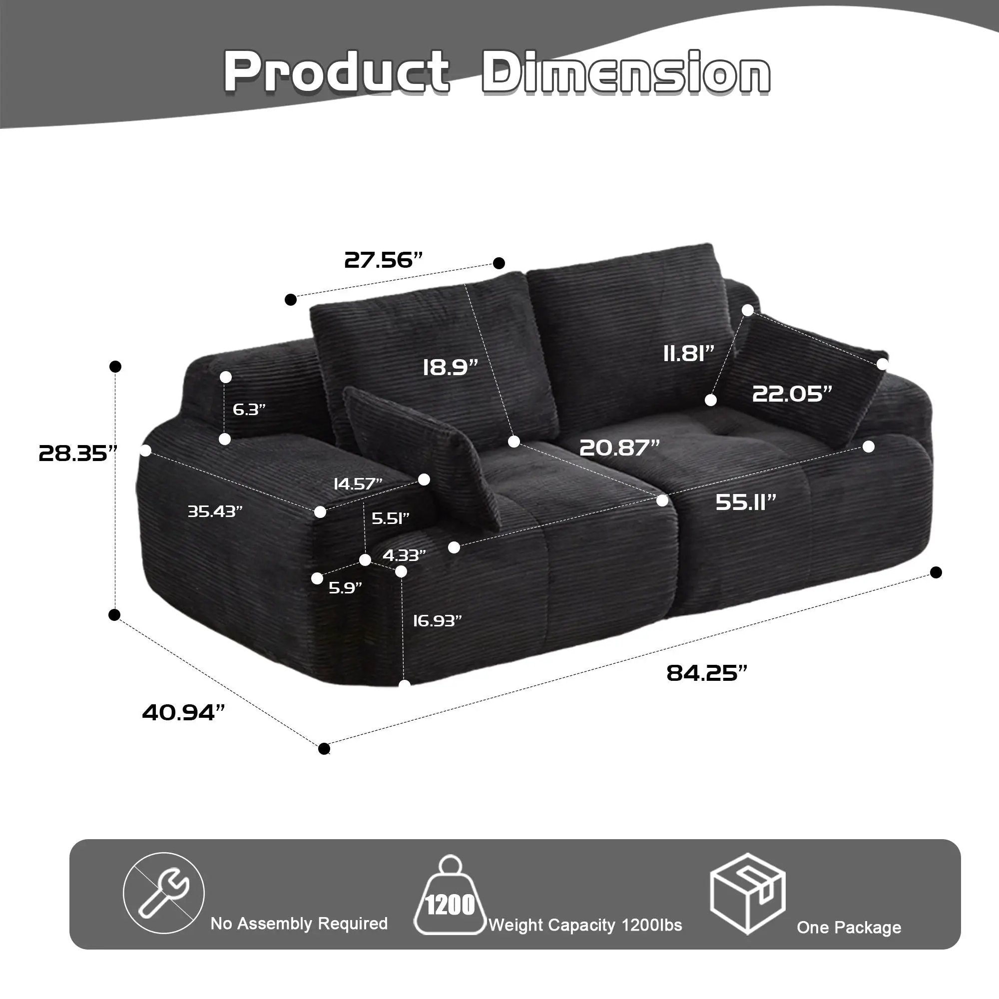 2 Seater Large Sectional Couches For Living Room by HouseOfZazla