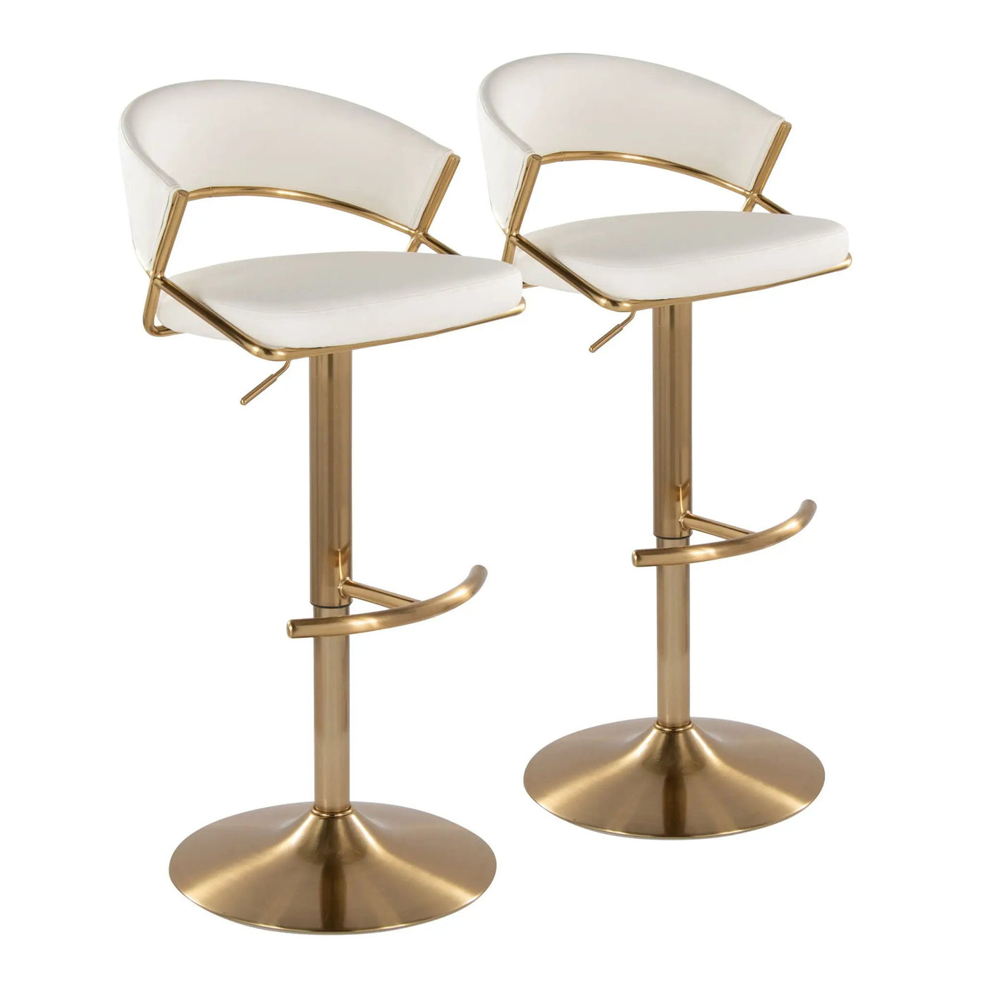 Jie - Contemporary Adjustable Barstool With Swivel With Rounded T Footrest (Set of 2) by HouseOfZazla